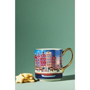 ANTHROPOLOGIE Holiday in the City Mug Amsterdam Christmas NWT